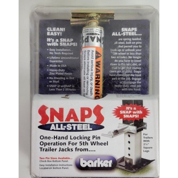 Barker Snaps All Steel One Handed Locking Pin 5th Wheel Trailer Jacks 26810 7/16 - Picture 1 of 6